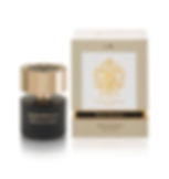 Elegante confezione di lusso nera e oro del profumo Notte Romana di Tiziana Terenzi.