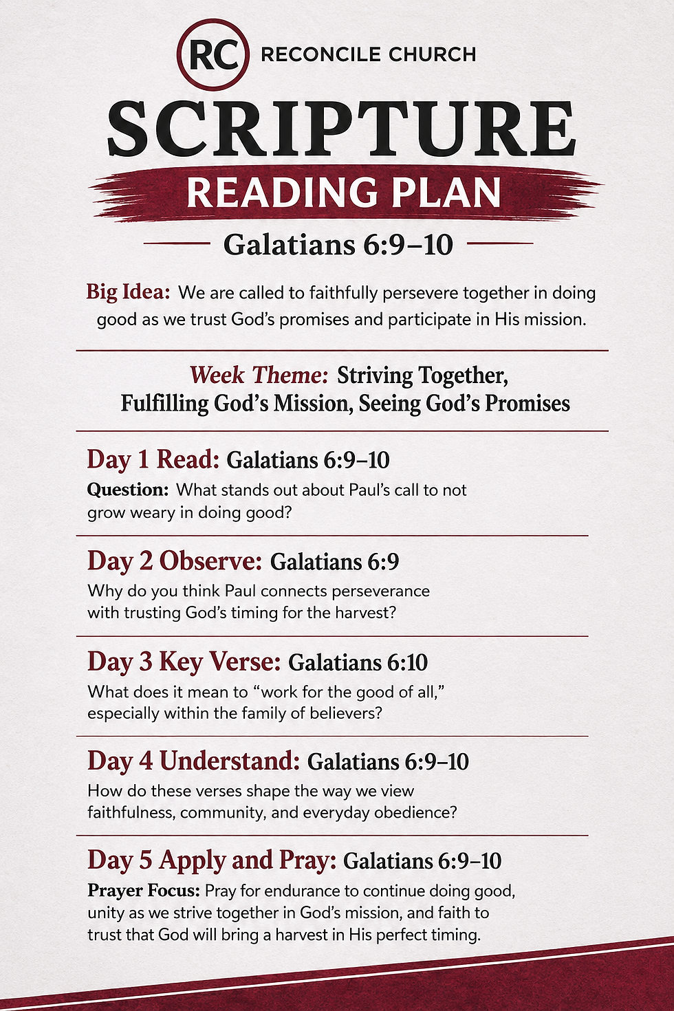 Reading plan for 6/8