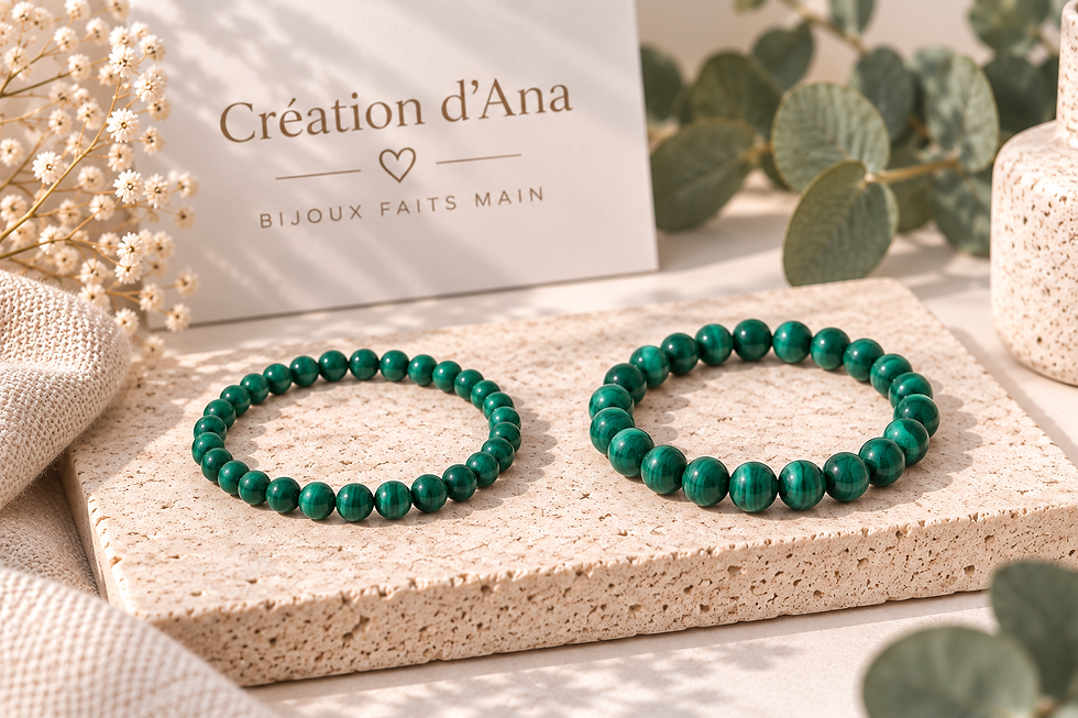 Bracelets malachite en perles 6 et 8 mm