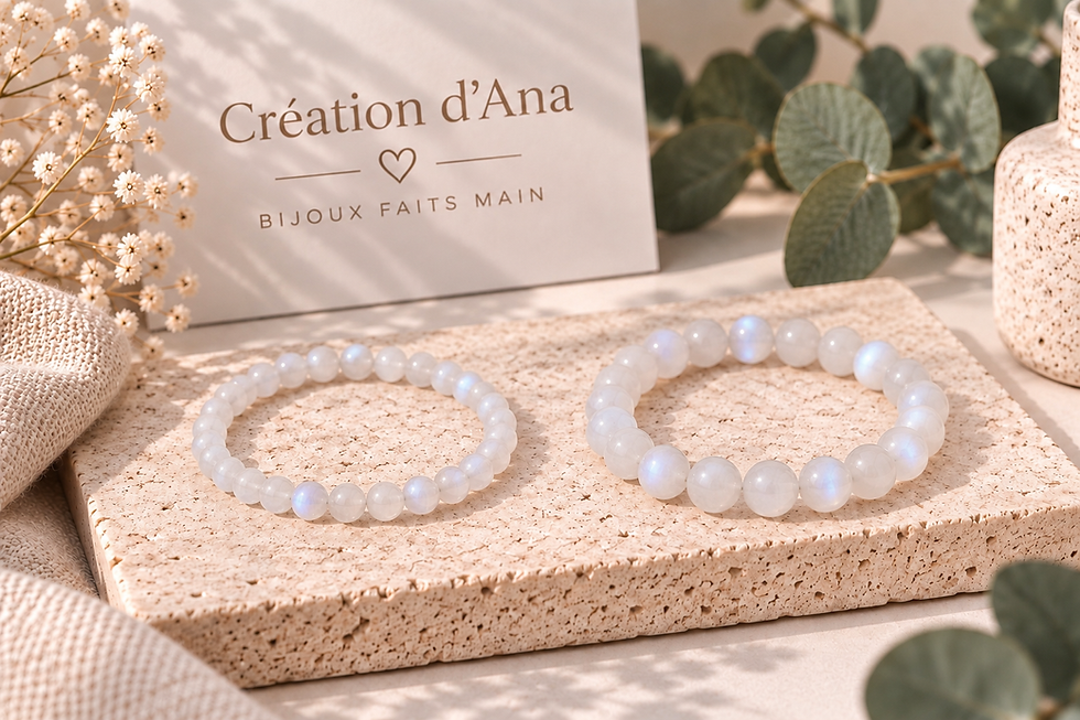 Bracelets pierre de lune en perles 6 et 8 mm