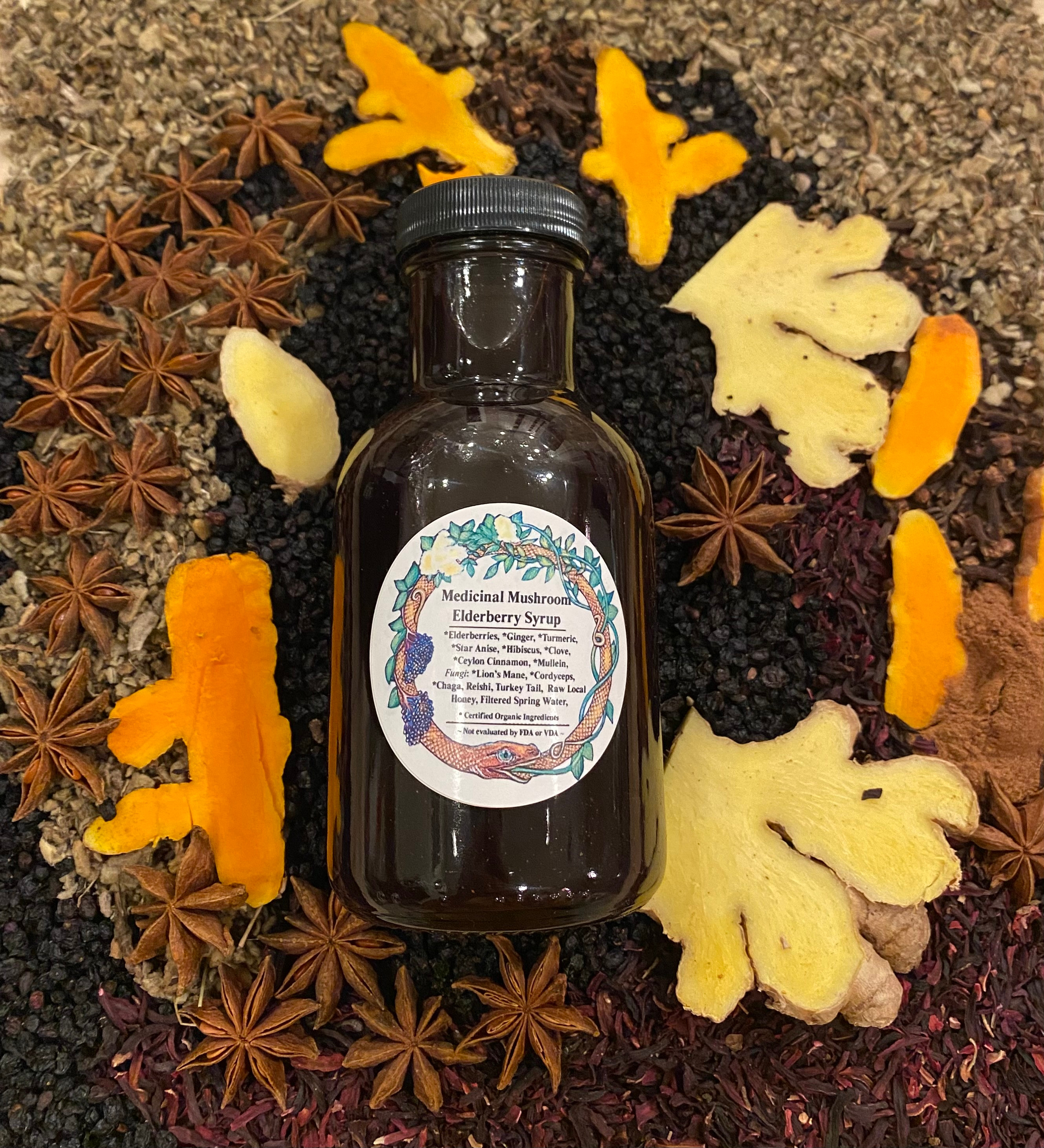 Medicinal Mushroom Elderberry Syrup