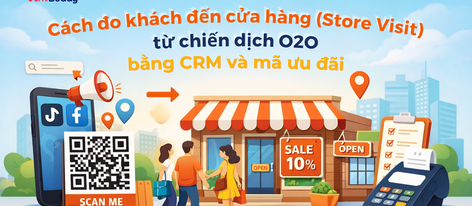 Cách đo khách đến cửa hàng (Store Visit) từ chiến dịch O2O bằng CRM và mã ưu đãi.