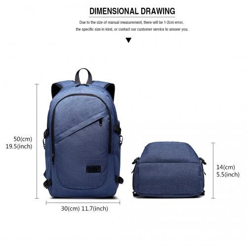 Thumbnail: E6715 - Kono Business Laptop Backpack with USB Charging Port - Navy Blue
