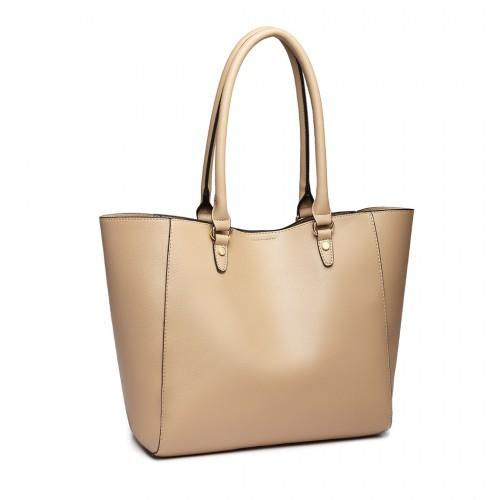 Thumbnail: Miss Lulu 2 Piece Leather Look Tote and Shoulder Bag Set - Apricot | Stylish