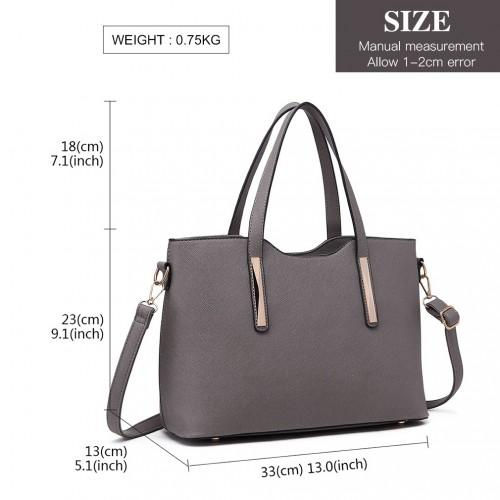 Thumbnail: S1719 - Miss Lulu Pu Leather Handbag & Purse - Grey