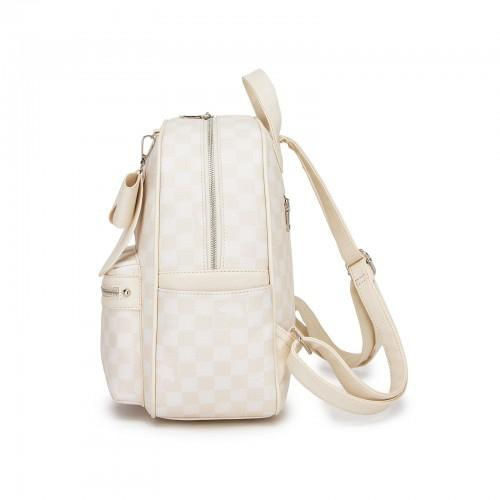 Thumbnail: BPM2614 - Miss Lulu Checked PVC Backpack with Detachable Bow, Casual Women’s