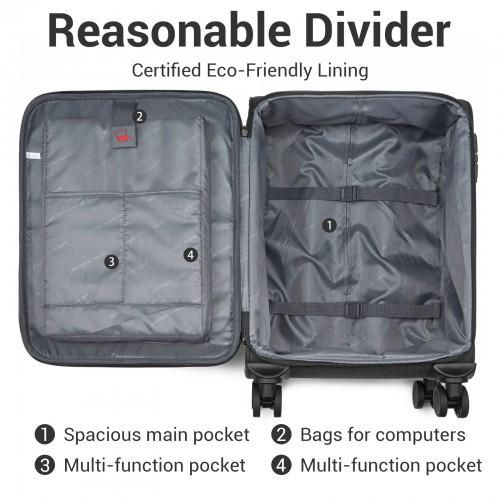 Thumbnail: KSB2597 - British Traveller Sleek Tough 20 Inch Travel Soft-Shell Suitcase with