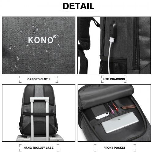 Thumbnail: E6904 - Kono Large Backpack with USB Charging Interface - Grey