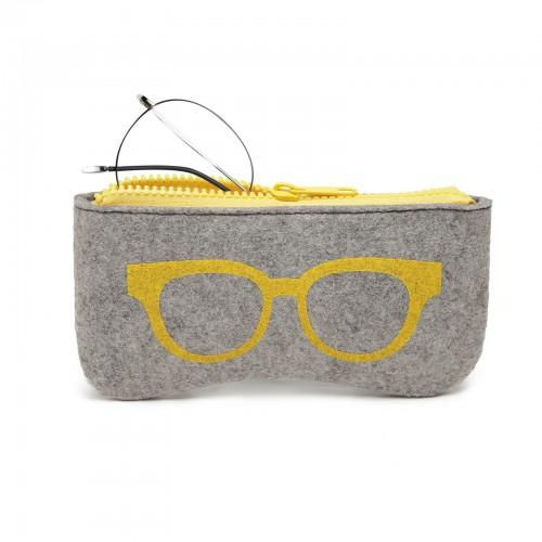 Thumbnail: EB2065 - Soft Felt Glasses Case - Grey And Yellow