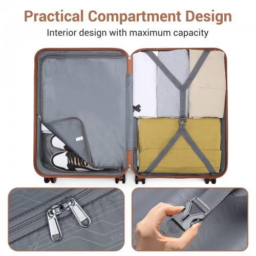 Thumbnail: Kono ABS 20 Inch Sculpted Horizontal Design Cabin Luggage in Green and Brown