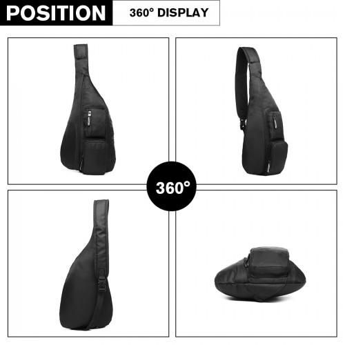 Thumbnail: LB1934 - Miss Lulu Casual Single Strap Sling Backpack - Black