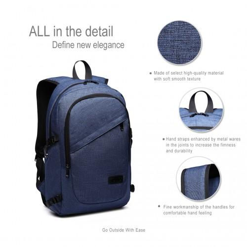 Thumbnail: E6715 - Kono Business Laptop Backpack with USB Charging Port - Navy Blue