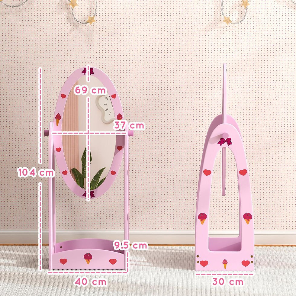 Thumbnail: AIYAPLAY Kids Full Length Mirror, 360� Rotating Children Standing Mirror with