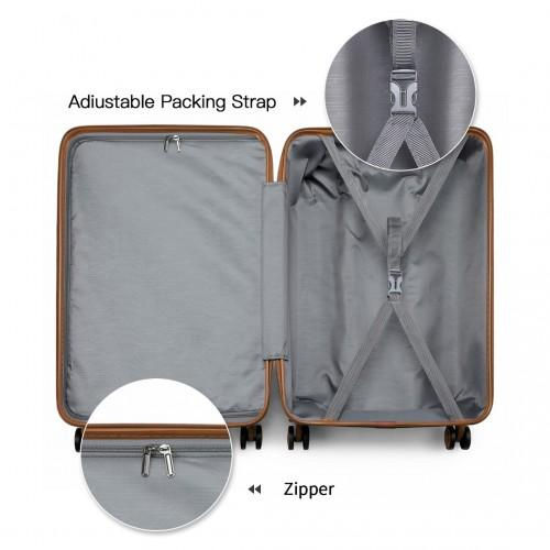Thumbnail: K1871-1L - Kono ABS 4 Wheel Suitcase Set with Vanity Case - Cream