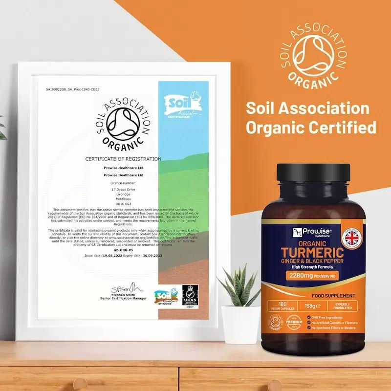 Thumbnail: Organic Turmeric with Ginger and Black Pepper 2280mg (High Strength) | 180 Vegan