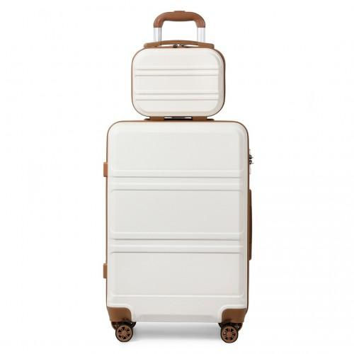 Thumbnail: K1871-1L - Kono ABS 4 Wheel Suitcase Set with Vanity Case - Cream