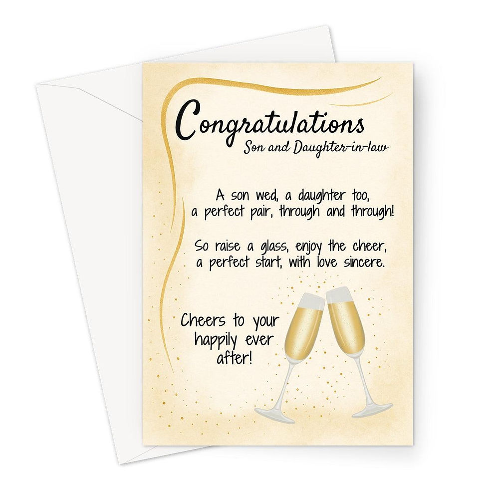 Thumbnail: Wedding Congratulations Card – Son and Daughter-in-Law Poem Design