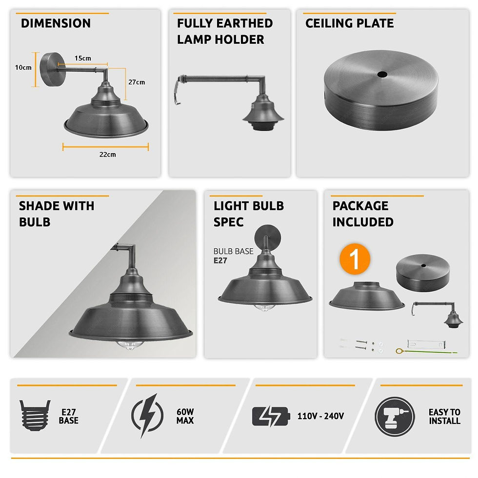 Thumbnail: Industrial Vintage Retro Wall Lamp Indoor E27 Edison  Copper Lighting