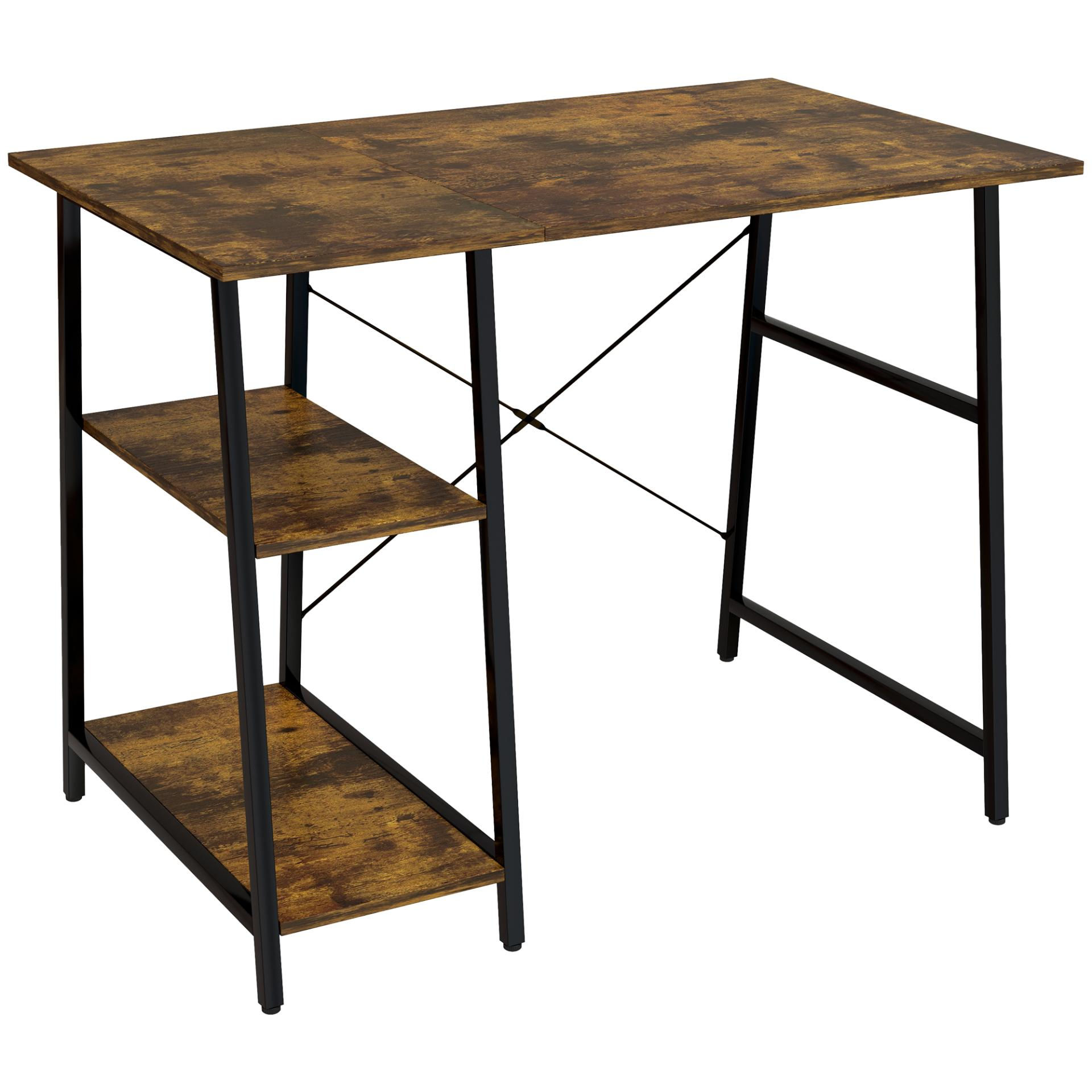 HOMCOM 100cm Computer Desk with Storage, Industrial Home Office Desk with 2 Tier
