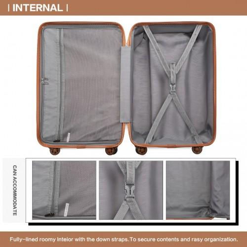 Thumbnail: K2292L - Kono 24 Inch Lightweight Hard Shell ABS Suitcase With TSA Lock - White