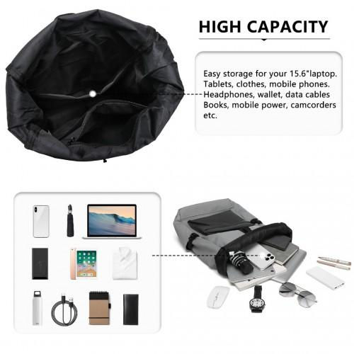 Thumbnail: E2330 - Kono Durable PVC Coated Water-resistant Stylish Backpack - Grey