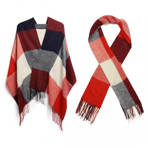 Thumbnail: S6430 - Women Fashion Long Shawl Grid Tassel Winter Warm Lattice Large Scarf
