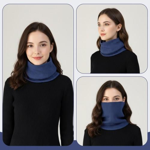 Thumbnail: Fleece-Lined Knit Neck Warmer Gaiter ? Double-Layer Acrylic & Polyester