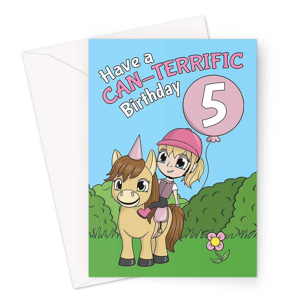 Thumbnail: 5th Birthday Card for Girls – Pony & Horse Lover Gift – Cute Equestrian Design