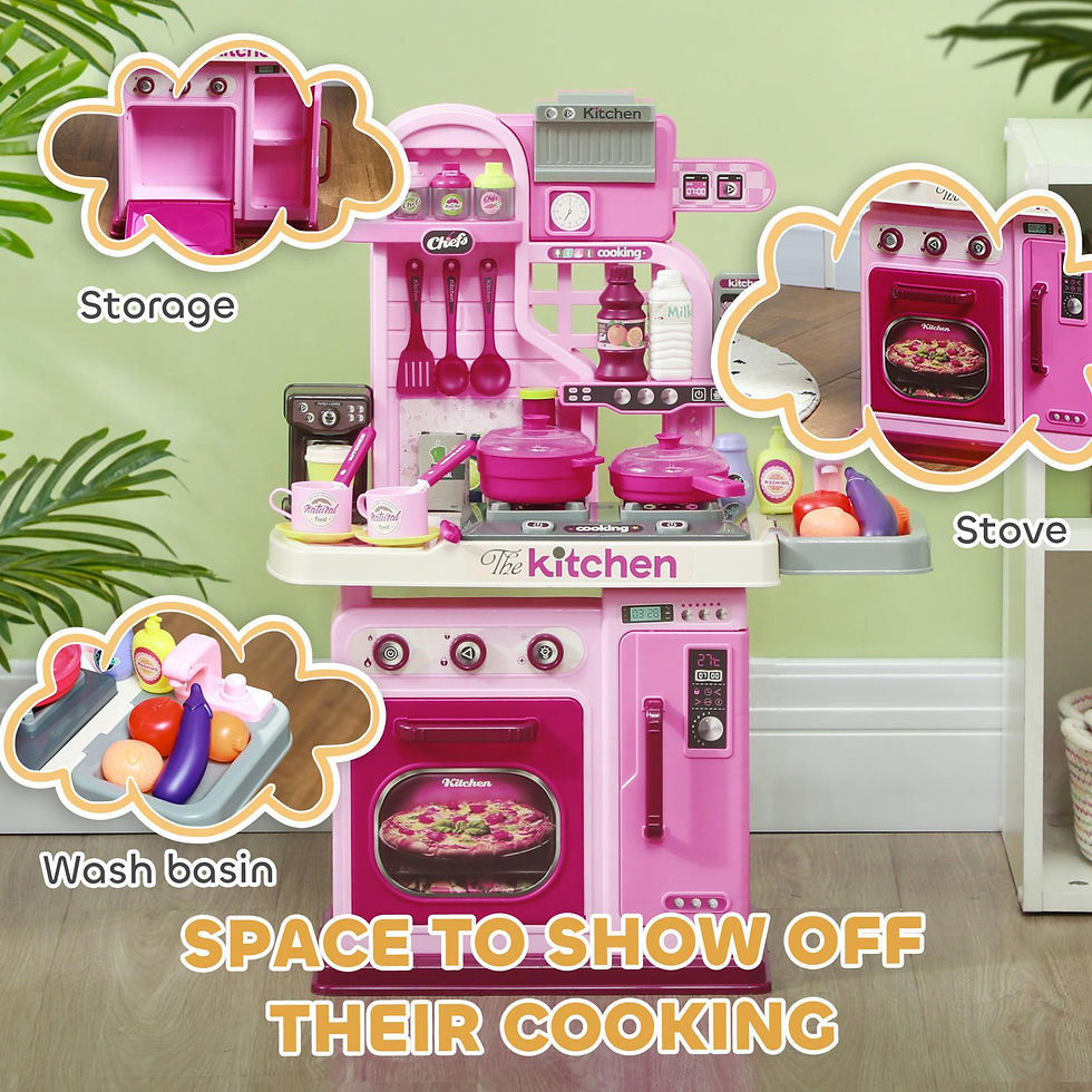 Thumbnail: AIYAPLAY Kids Kitchen with 33 Pieces, Lights, Sounds, Storage, for Ages 3-6