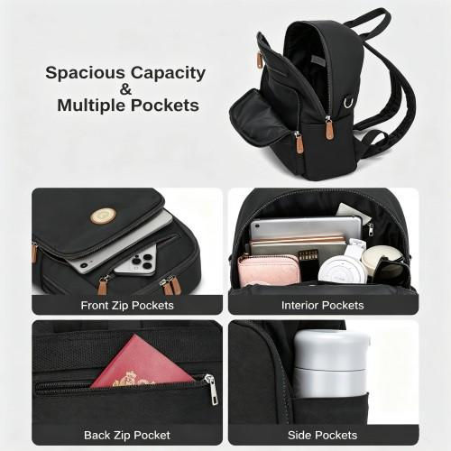Thumbnail: BPM2617 - Miss Lulu Women's Backpack, Water-Resistant Nylon Convertible Shoulder