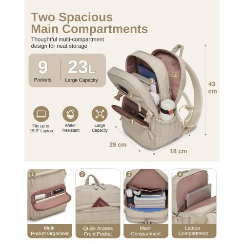 Thumbnail: BPM2609 - Miss Lulu Quilted Lightweight Backpack, Fits 15.6 Inch Notebook, Cabin
