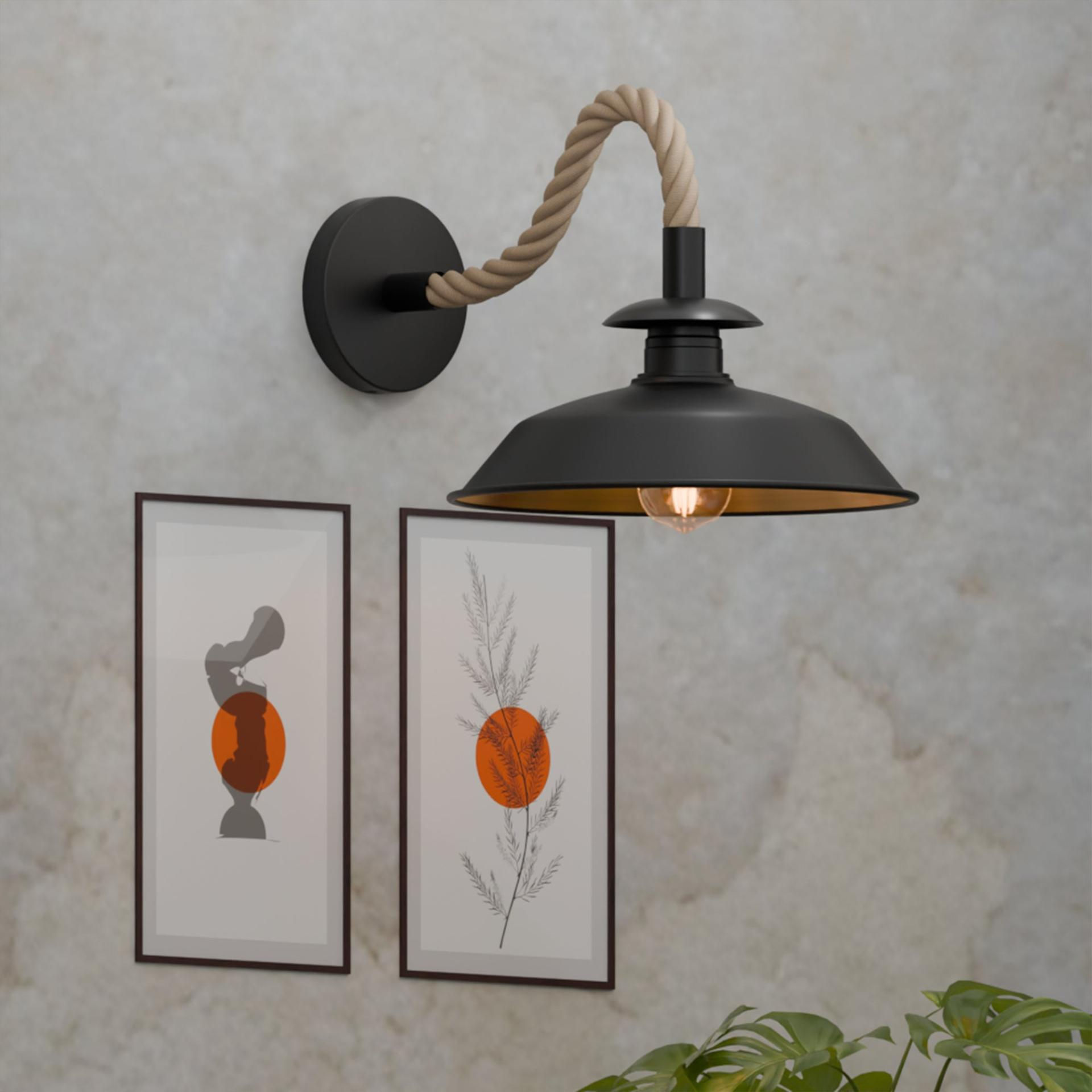 Black Wall Sconce Lighting Rope Fixture ~6476