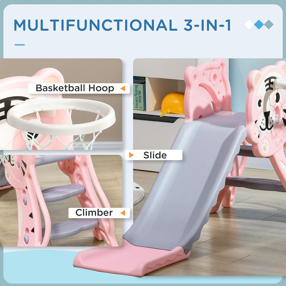 Thumbnail: AIYAPLAY 3 in 1 Baby Slide for Indoor Use with Climber, Basketball Hoop