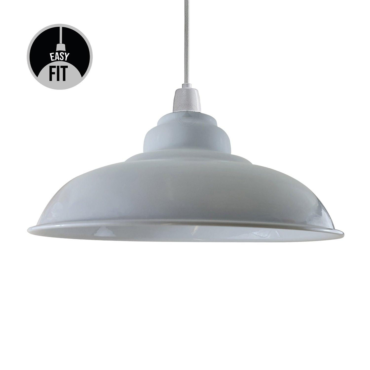 White Colour Gloss Modern Metal Indoor Home Light Lampshade~1090