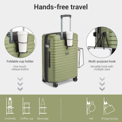 Thumbnail: KSK2595 - Kono 24-Inch Hard Shell Scratch-Resistant PP Luggage with Cup Holder