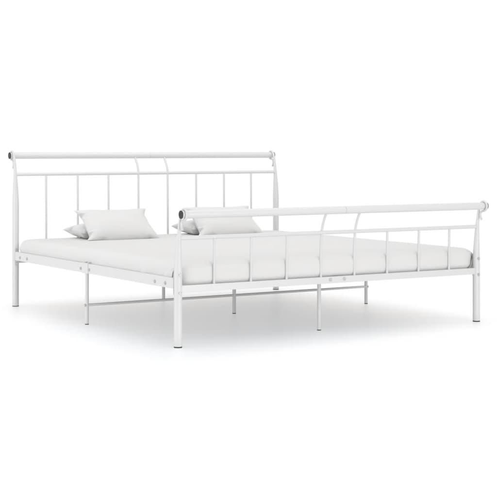 vidaXL Bed Frame White Metal 160x200 cm