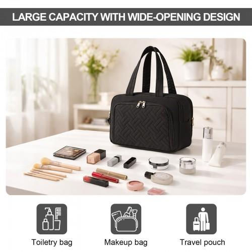 Thumbnail: TOK2608 - Kono Travel Quilted Toiletry Bag – Water-Resistant, Wet/Dry Pocket