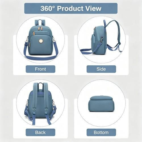 Thumbnail: BPM2617 - Miss Lulu Women's Backpack, Water-Resistant Nylon Convertible Shoulder