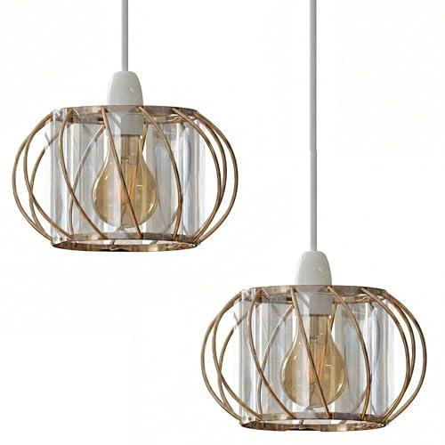 Thumbnail: 2 Pack Crystal Glass Ceiling Pendant Light Shade with Bulb ~6770
