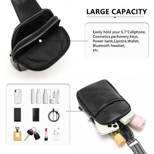 Thumbnail: LB2356 - Miss Lulu Convertible PU Leather Multi-Wear Chest Bag - Black