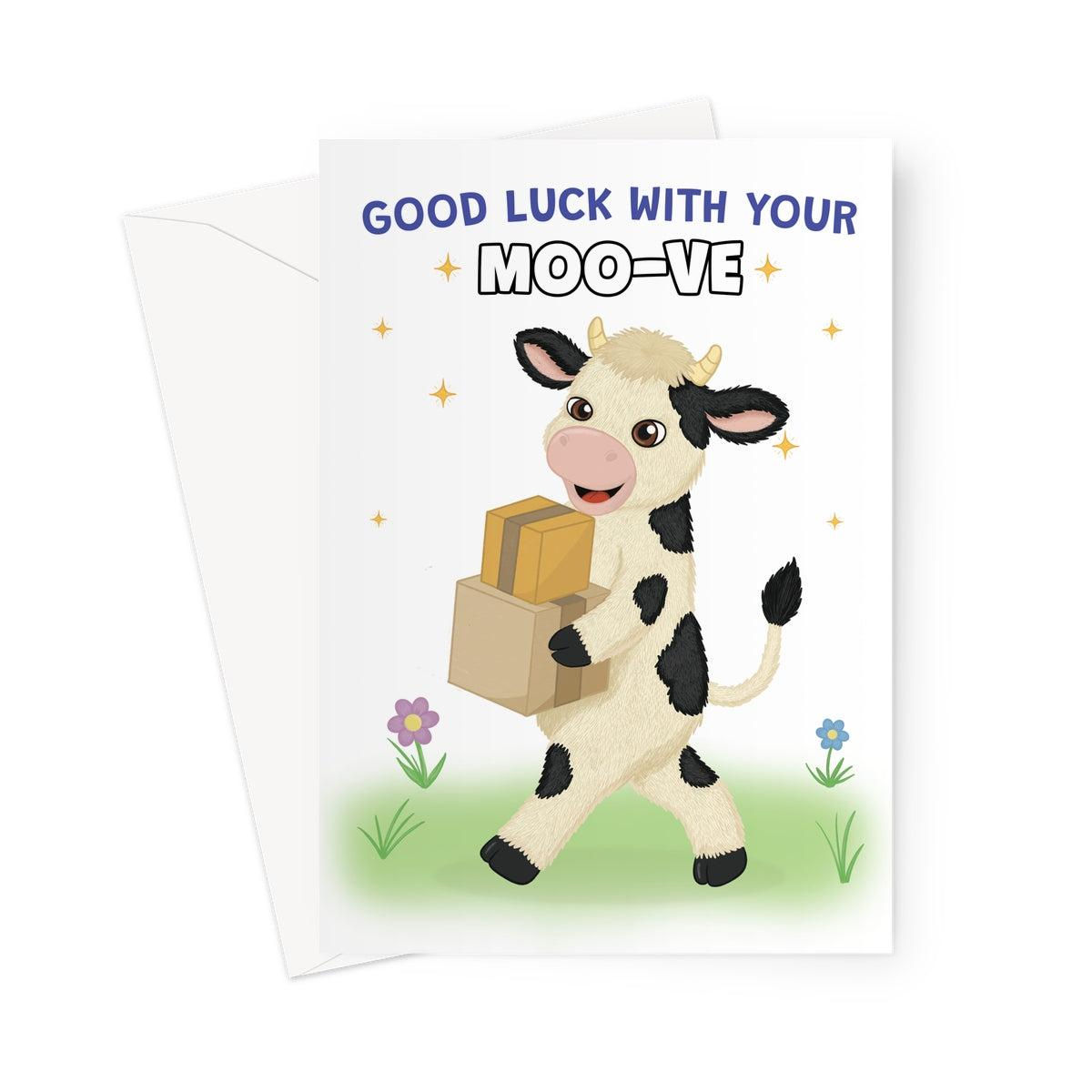 Good Luck Moving House Card – Funny Cow Moo-ve Card