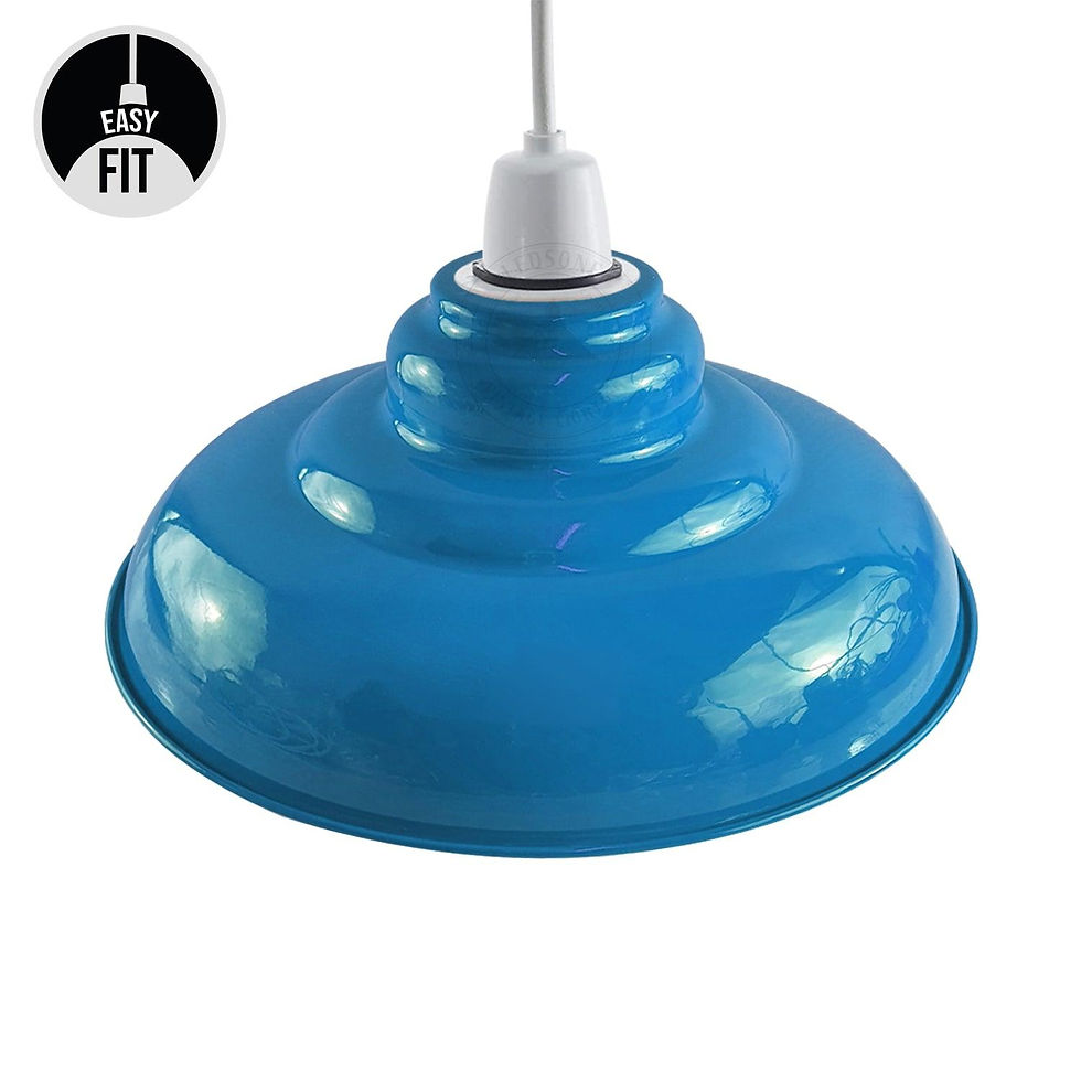 Thumbnail: Light Blue Colour Gloss Modern Metal Indoor Home Light Lampshade~1087