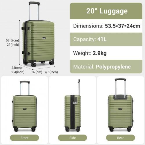 Thumbnail: KSK2595 - Kono 20-Inch Hard Shell Scratch-Resistant PP Luggage with Cup Holder
