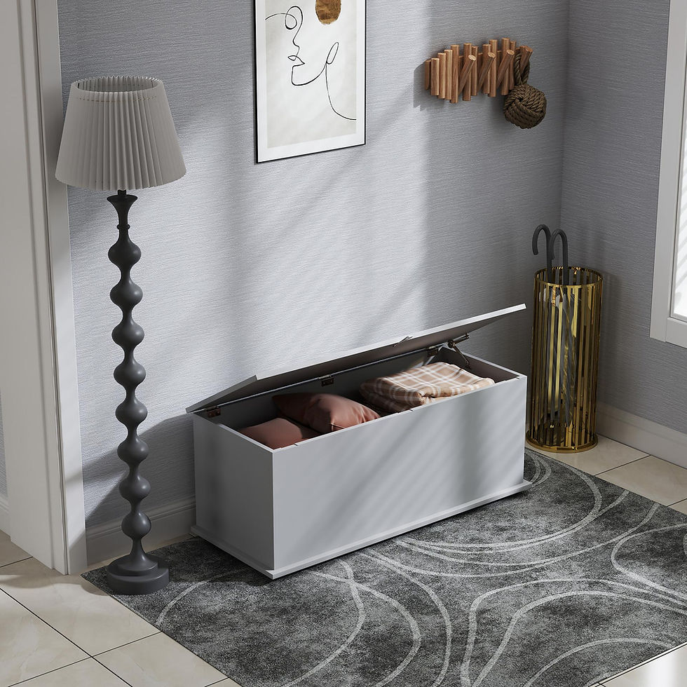 Thumbnail: HOMCOM 113L Storage Chest, Storage Box with Flip-Top Lid and 2 Safety Hinges