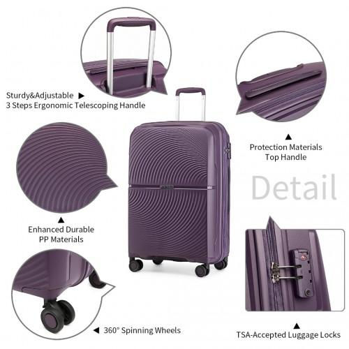 Thumbnail: K2393L - British Traveller 24 Inch Spinner Hard Shell PP Suitcase With TSA Lock