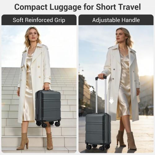 Thumbnail: Kono 15" Lightweight ABS+PC Hard Shell Cabin Suitcase with Removable Spinner