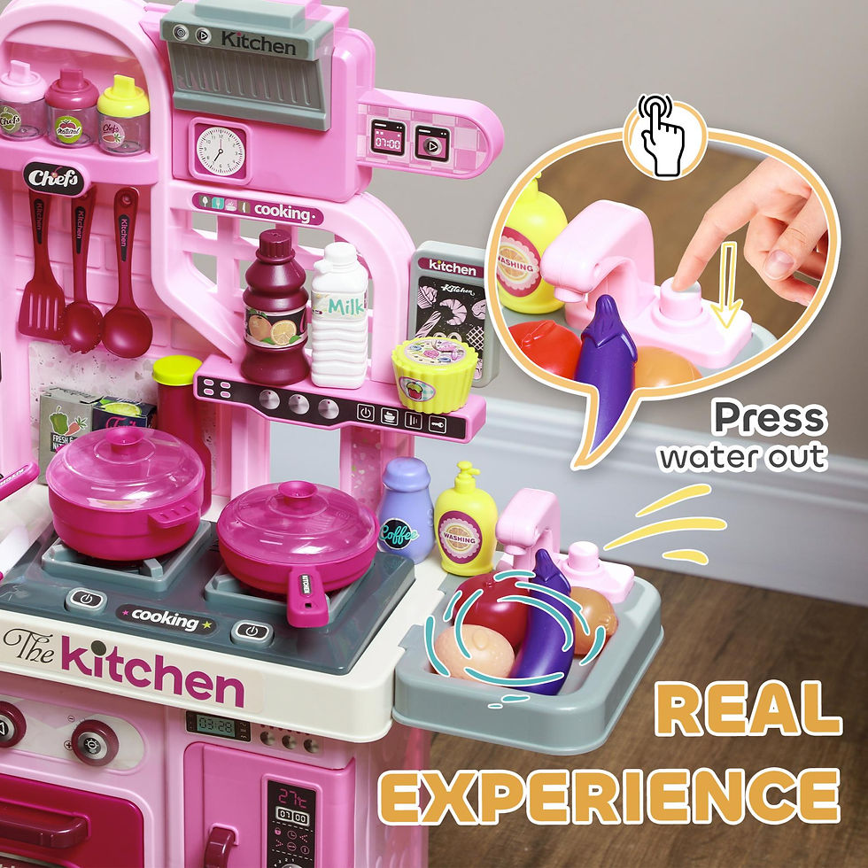 Thumbnail: AIYAPLAY Kids Kitchen with 33 Pieces, Lights, Sounds, Storage, for Ages 3-6