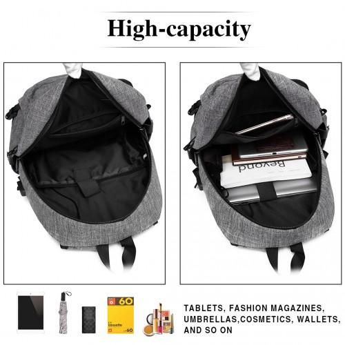 Thumbnail: E6715 - Kono Business Laptop Backpack with USB Charging Port - Grey