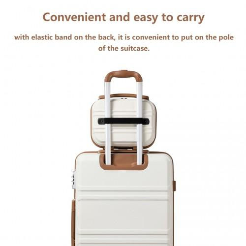 Thumbnail: K1871-1L - Kono 12 Inch Lightweight Hard Shell ABS Vanity Case - Cream