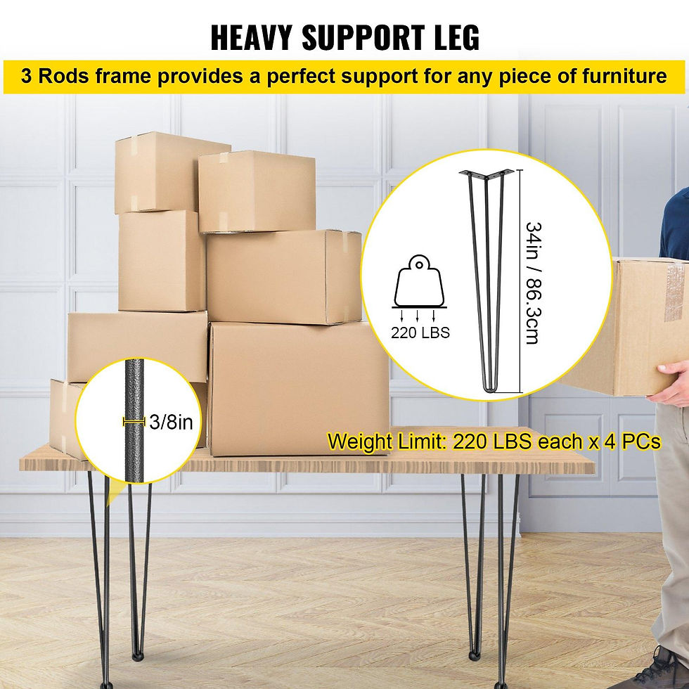 Thumbnail: VEVOR Hairpin Table Legs 86.4 cm Black Set of 4 Desk Legs Each 99.8 kg Capacity